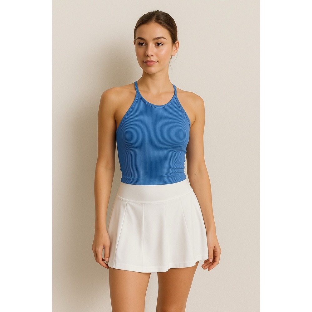 Ododos‎ Tank Womens XS/S Blue Ribbed Racerback Stretch Seamless Activewear